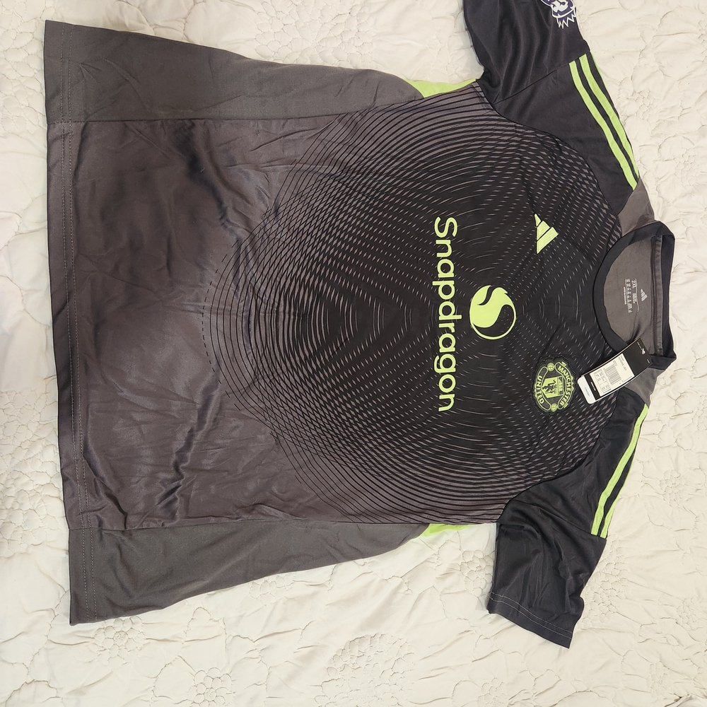 Adidas Black and Green Men's Shirt